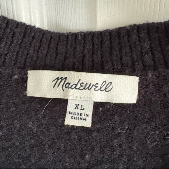 Madewell Wool Alpaca Drop Shoulder V-Neck Cardigan Button Academia Black XL Soft - Picture 4 of 8